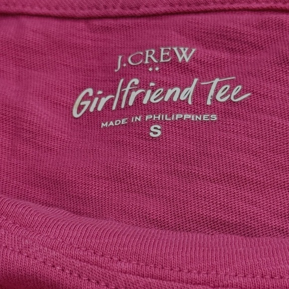 J. Crew Pink Long-Sleeve Crewneck Girlfriend Tee AS893 Size S - Picture 4 of 5